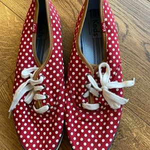 Red polka dot keds like new